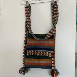 Hippy Hand woven wool striped crossbody bag